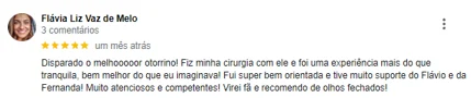 Avaliação de paciente no Google: atendimento e resultado da rinoplastia